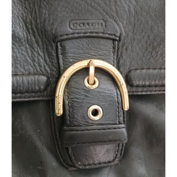 Coach Black Leather Satchel with Gold Accents - Picture 2 of 10